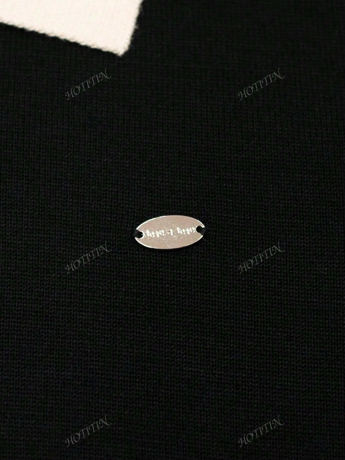 Korean Polo Collar Autumn/Winter New Short Top, Thin Top, Contrasting Color, Long Sleeved Women's Sweater