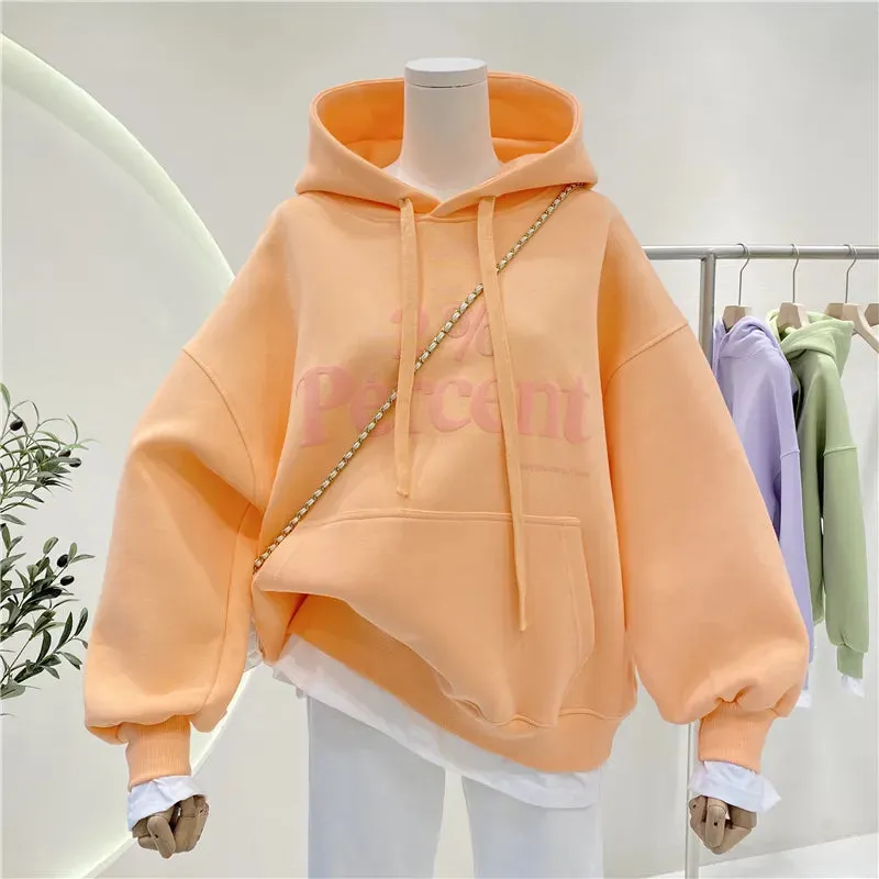 Korean Spring Hoodie Warm Two Piece Style for Women