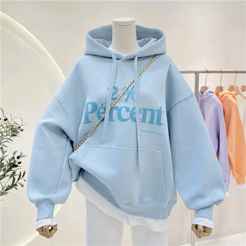 Korean Spring Hoodie Warm Two Piece Style for Women
