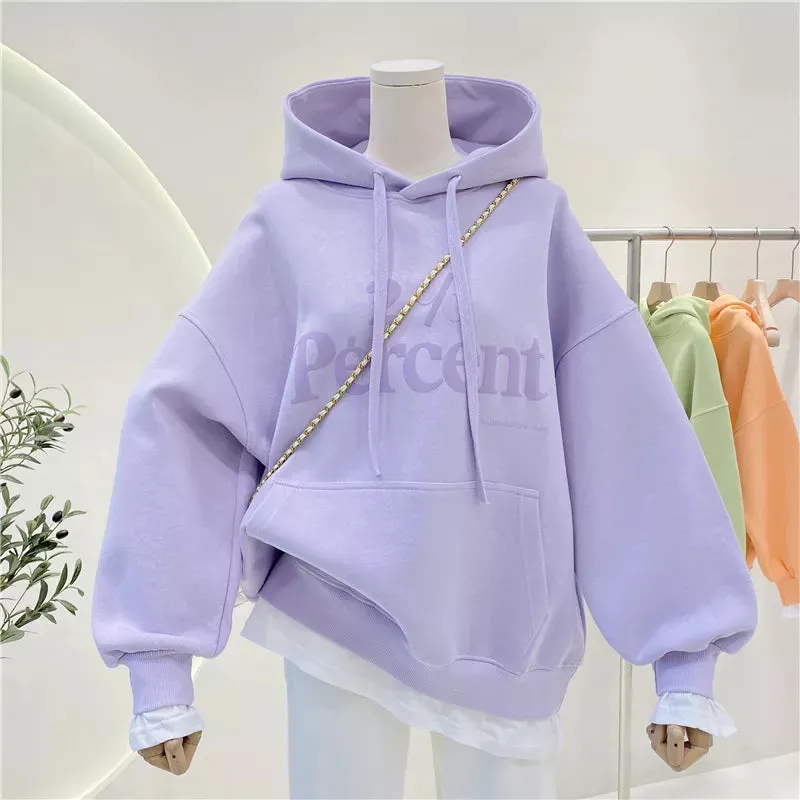 Korean Spring Hoodie Warm Two Piece Style for Women