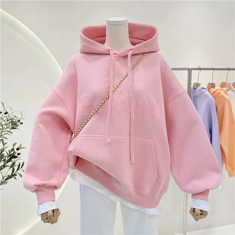 Korean Spring Hoodie Warm Two Piece Style for Women
