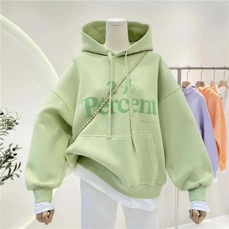 Korean Spring Hoodie Warm Two Piece Style for Women