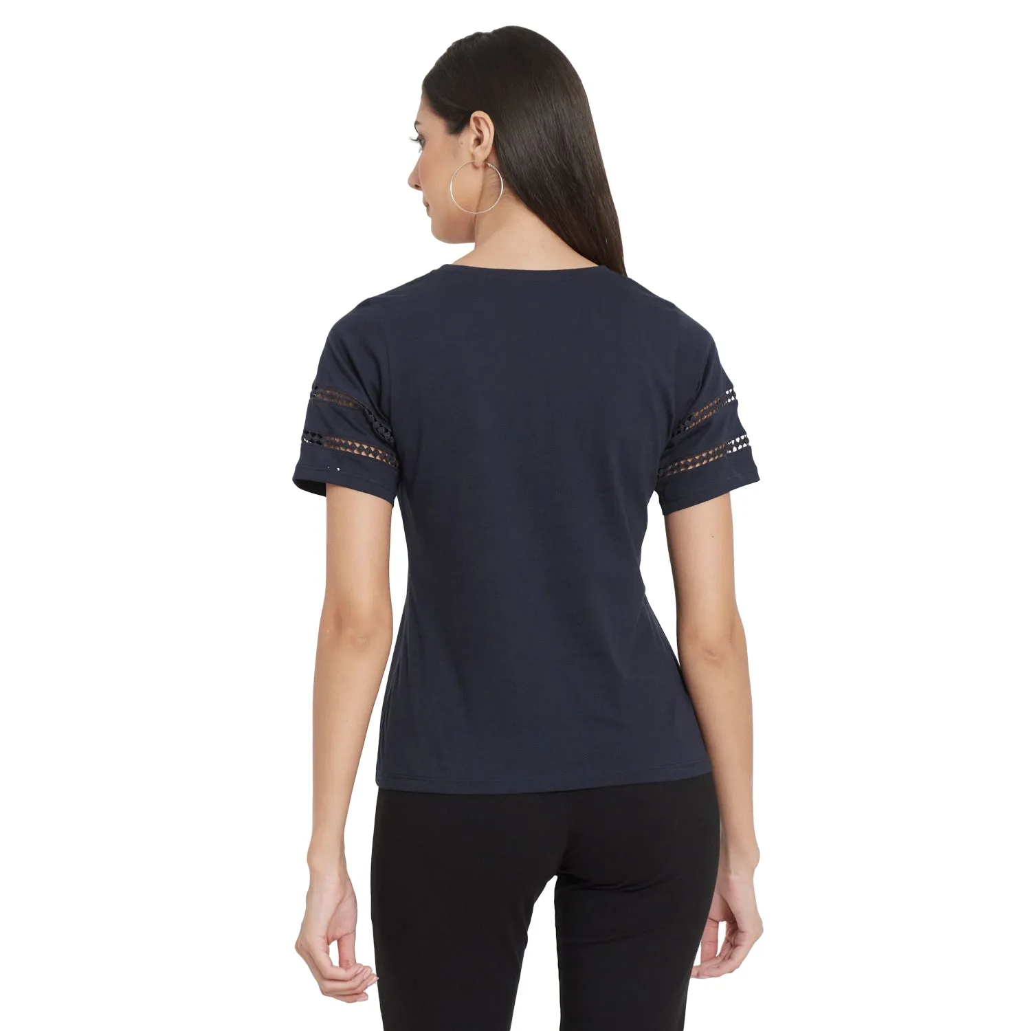 LACE INSET SLEEVE TOP
