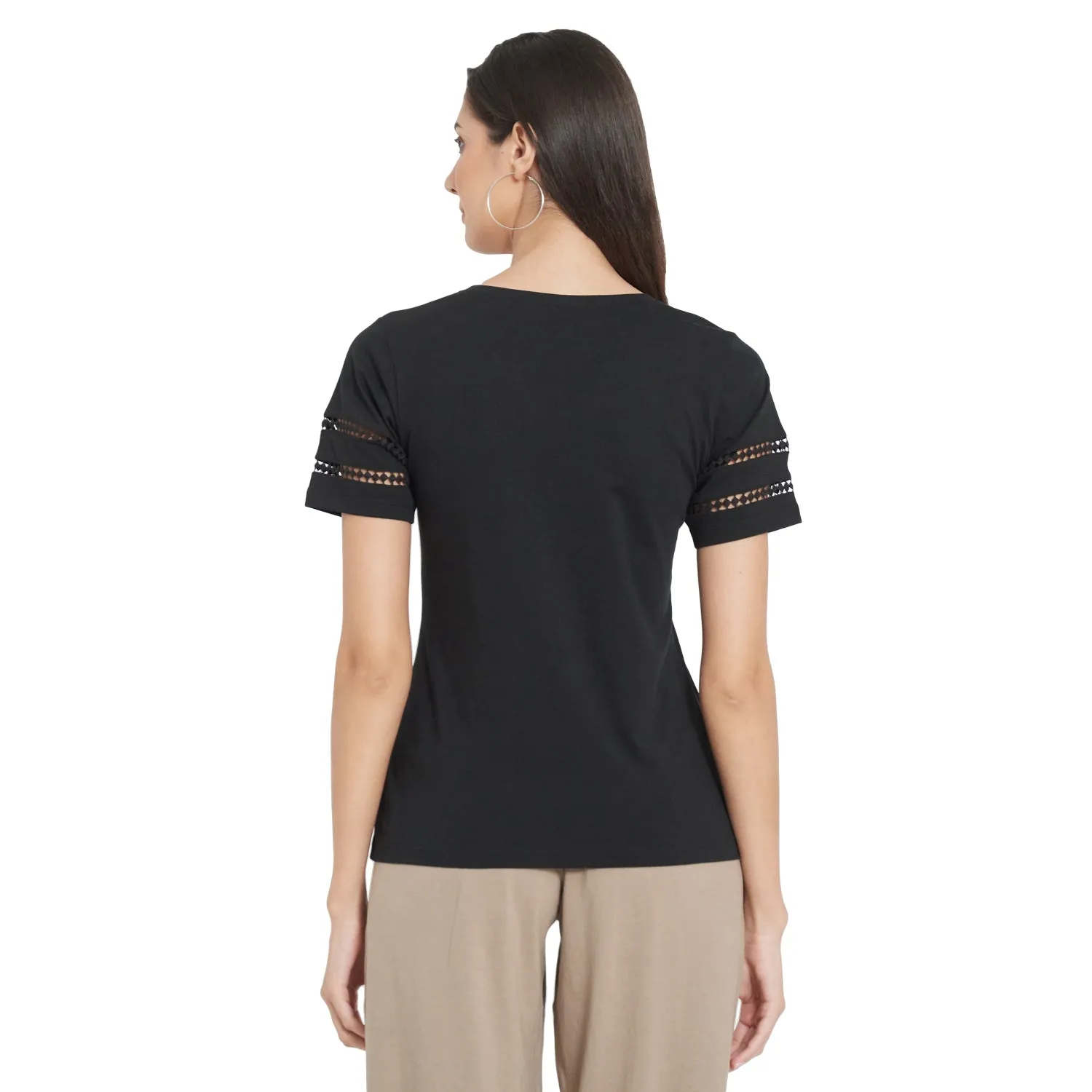 LACE INSET SLEEVE TOP