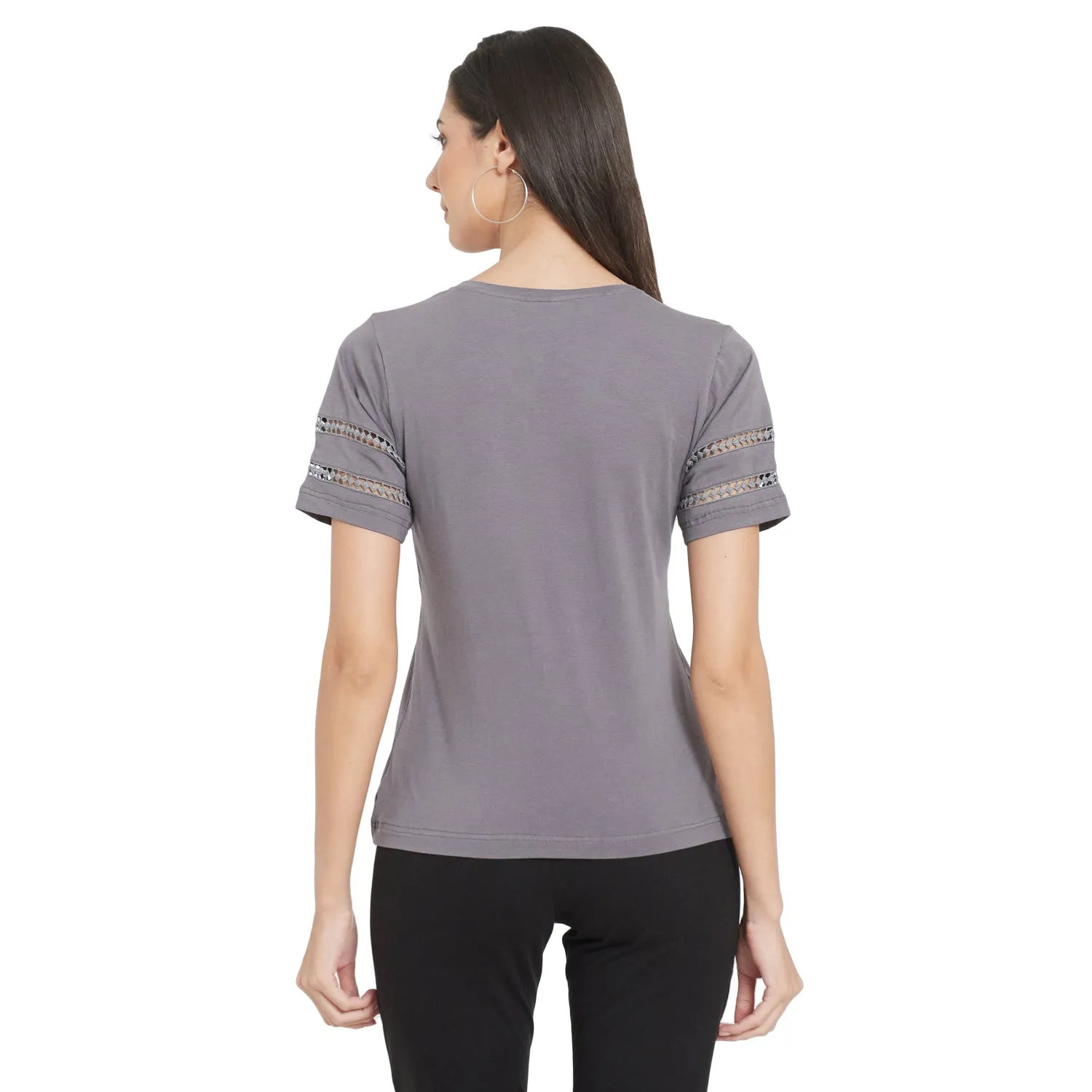LACE INSET SLEEVE TOP
