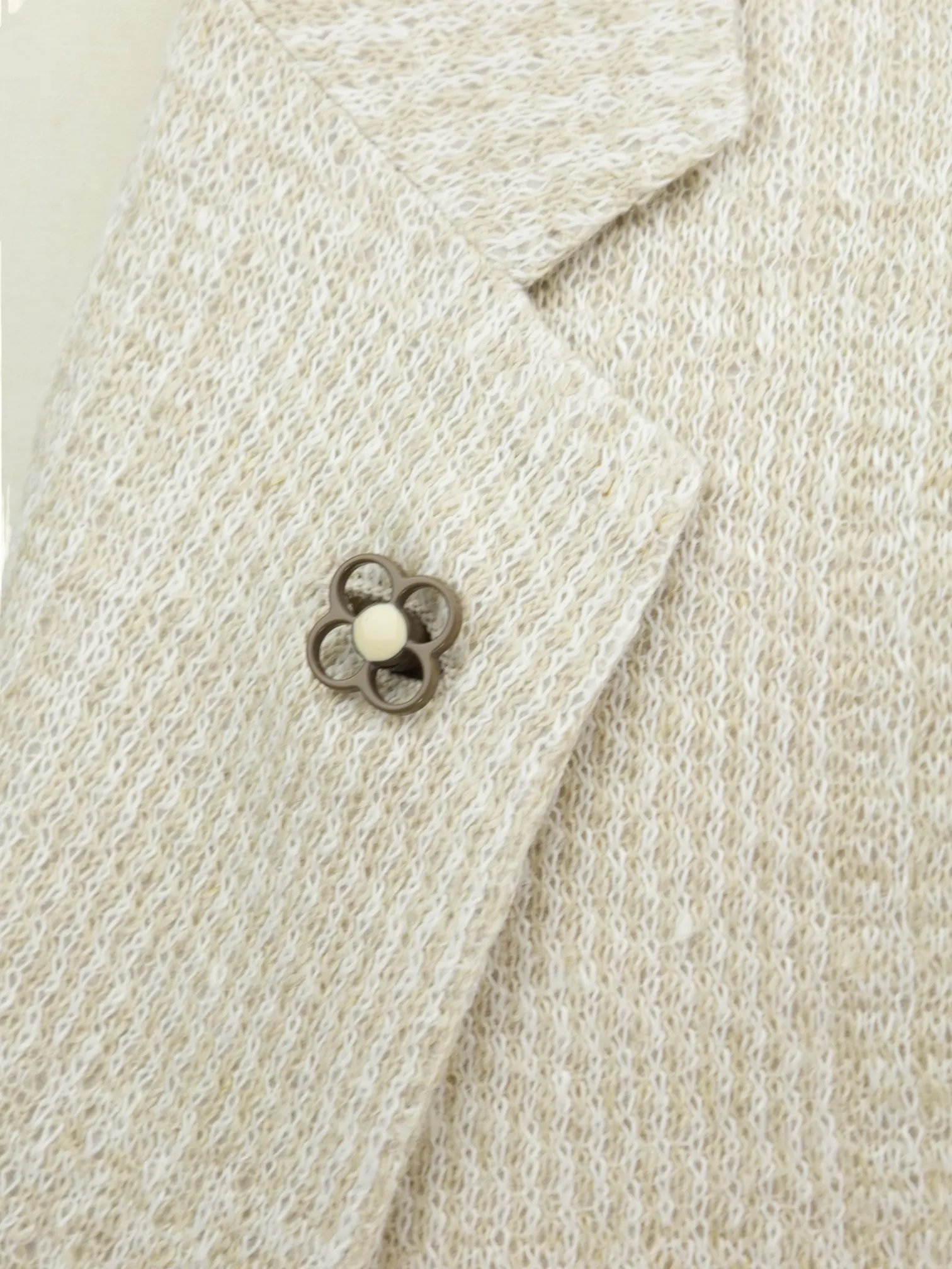 Lardini Light Brown Linen Prince of Wales Unconstructed Jacket