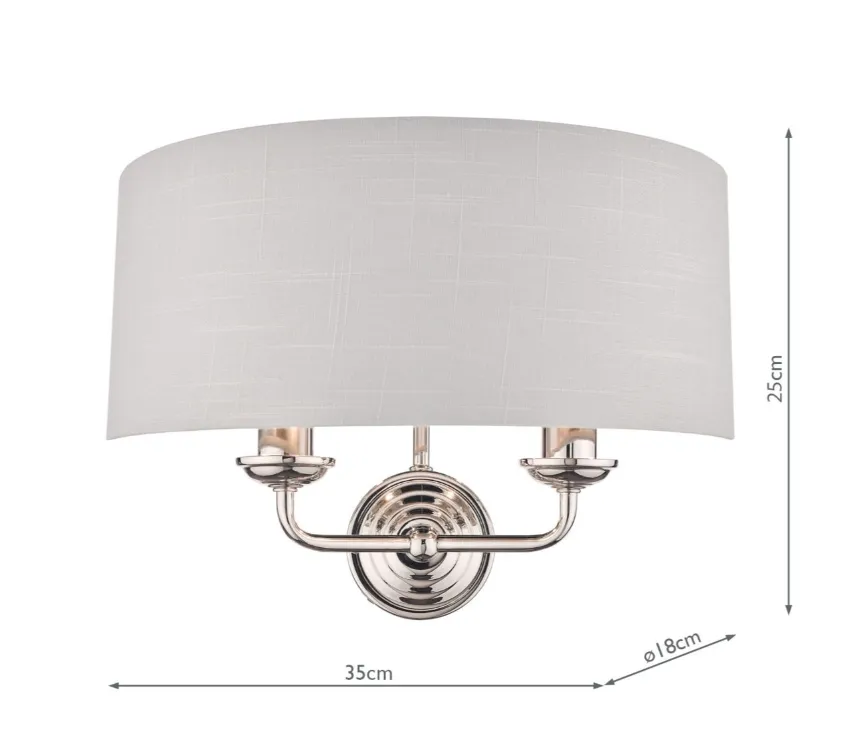 Laura Ashley Sorrento Polished Nickel  LA3727710-Q  2 Light Wall Light with Silver Shade
