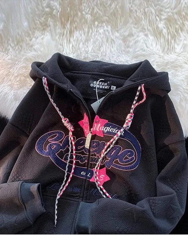 Letter Print Hoodie Korean Preppy Style