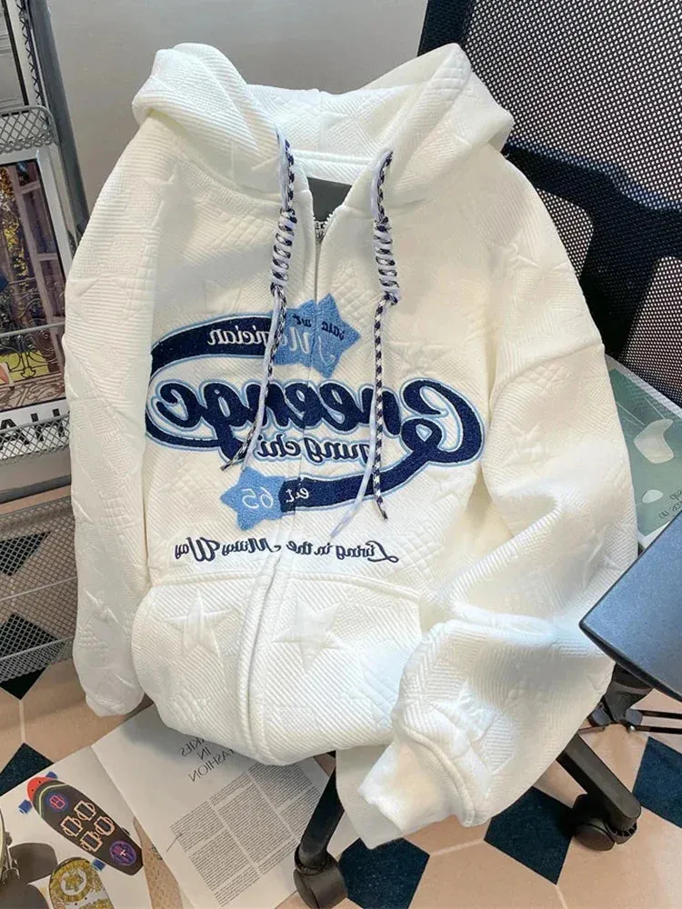 Letter Print Hoodie Korean Preppy Style