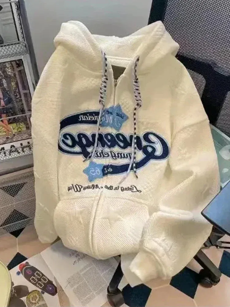 Letter Print Hoodie Korean Preppy Style