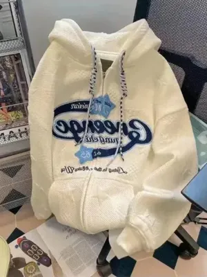 Letter Print Hoodie Korean Preppy Style