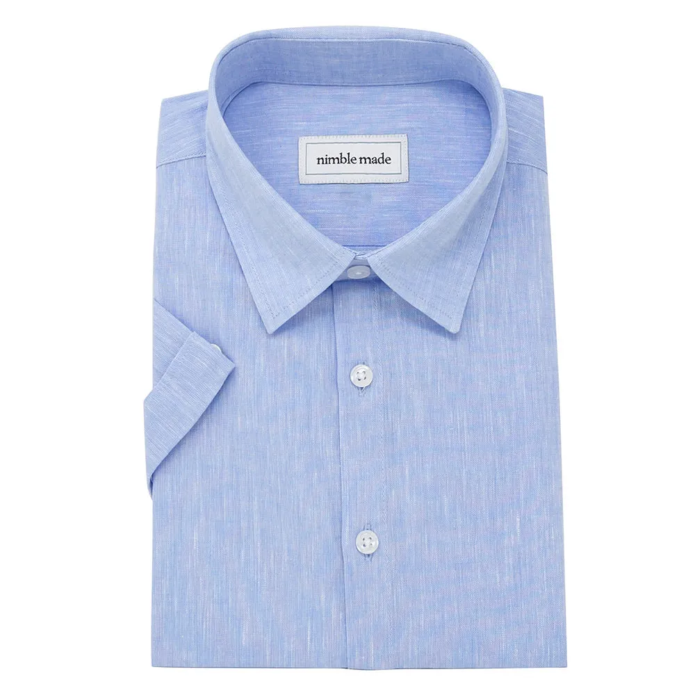 Light Blue Linen Short Sleeve Shirt | The Lantern