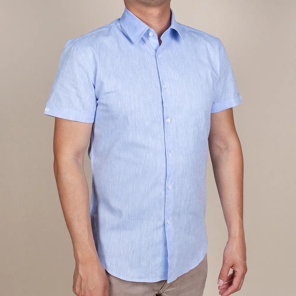 Light Blue Linen Short Sleeve Shirt | The Lantern