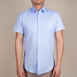 Light Blue Linen Short Sleeve Shirt | The Lantern