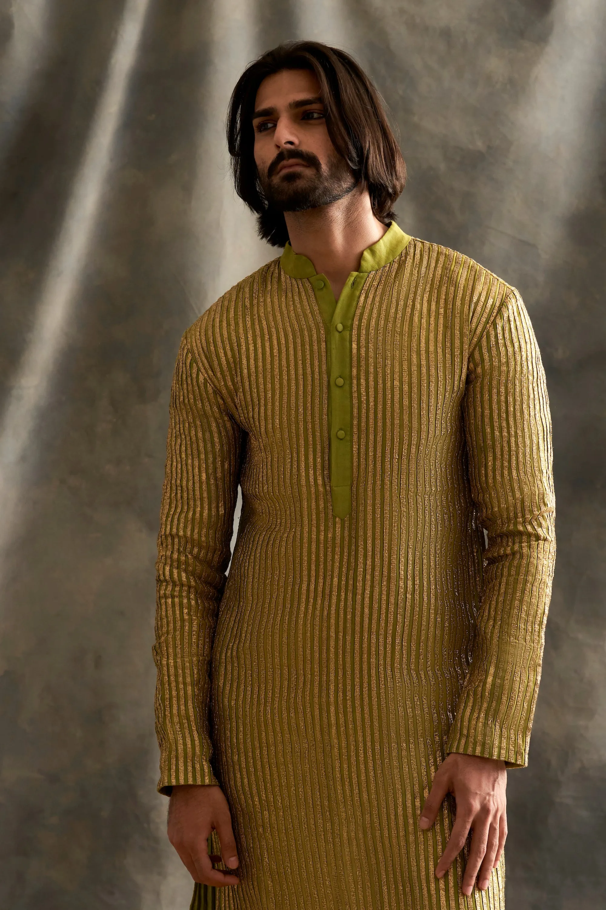 Light Green Linen Kurta Set