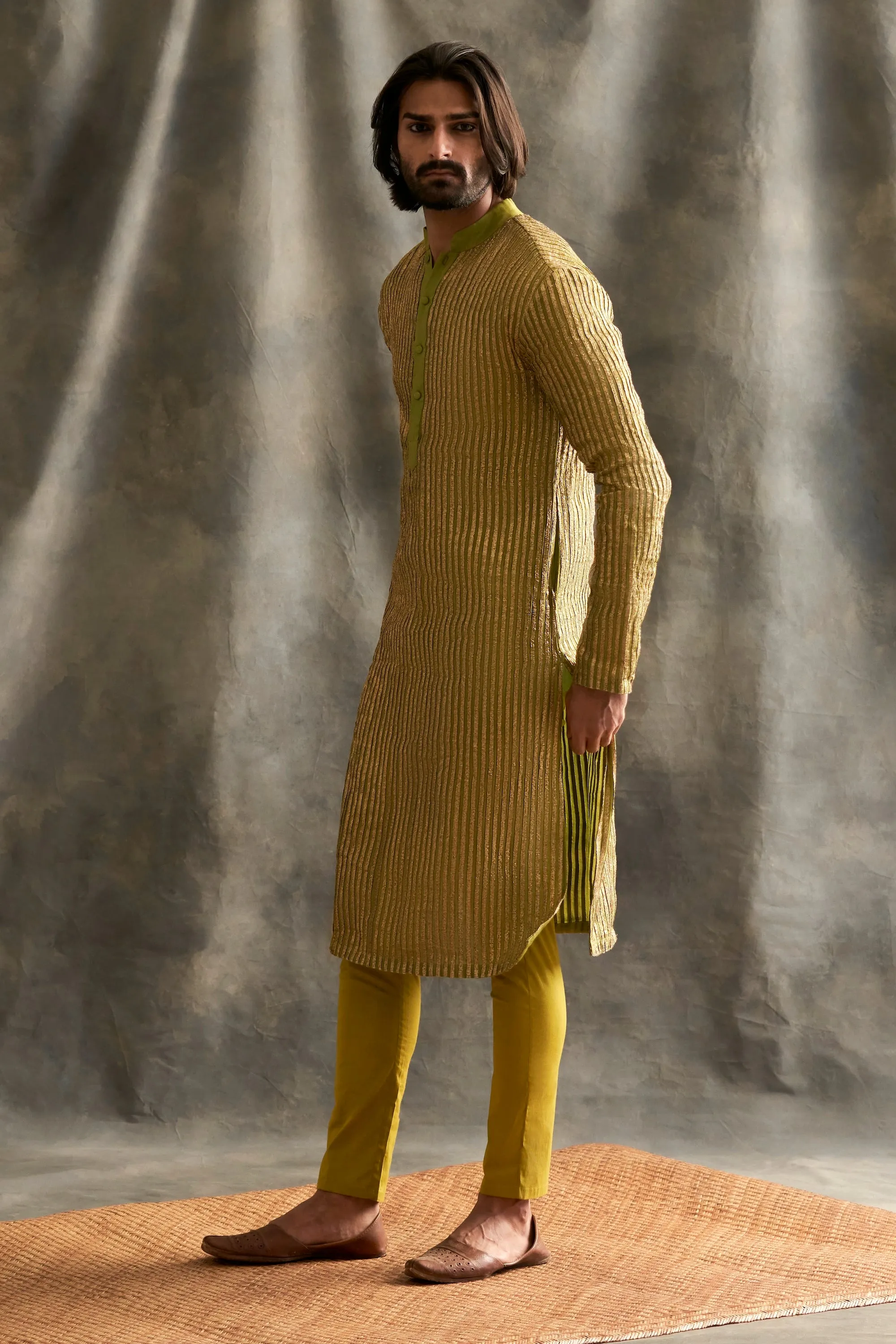 Light Green Linen Kurta Set