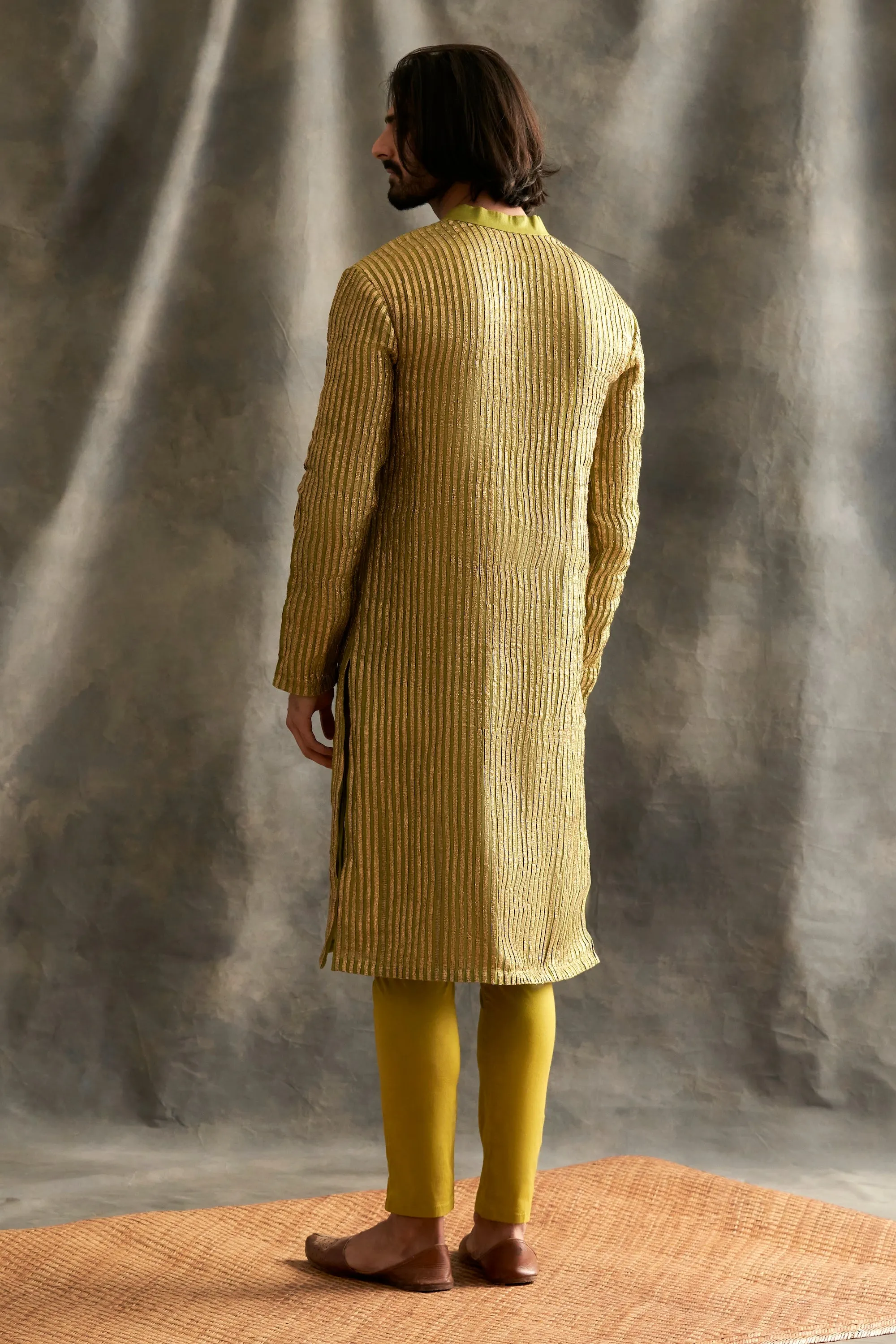 Light Green Linen Kurta Set