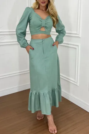 LIGHT GREEN LINEN SET