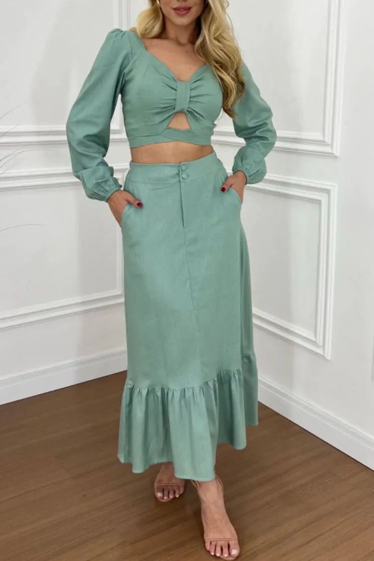 LIGHT GREEN LINEN SET