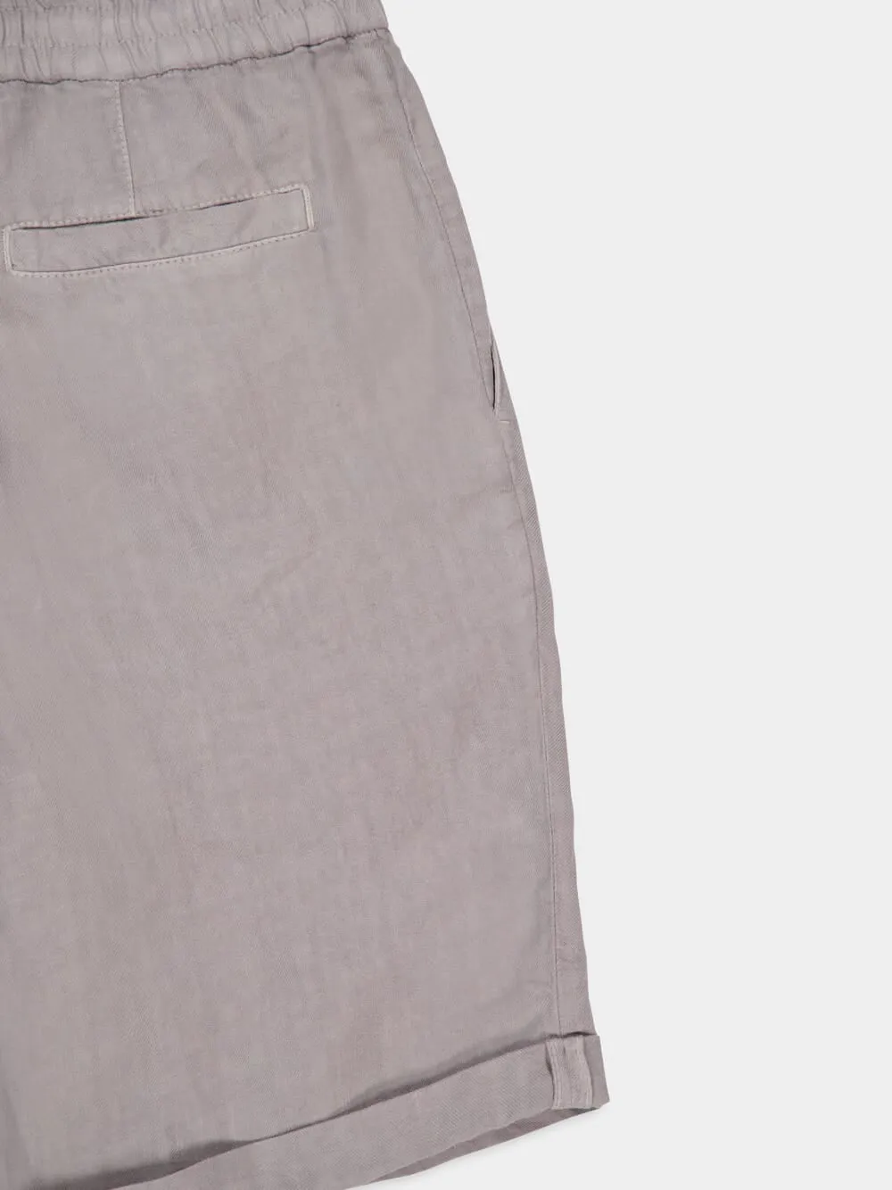 Light Grey Linen Gabardine Bermuda Shorts
