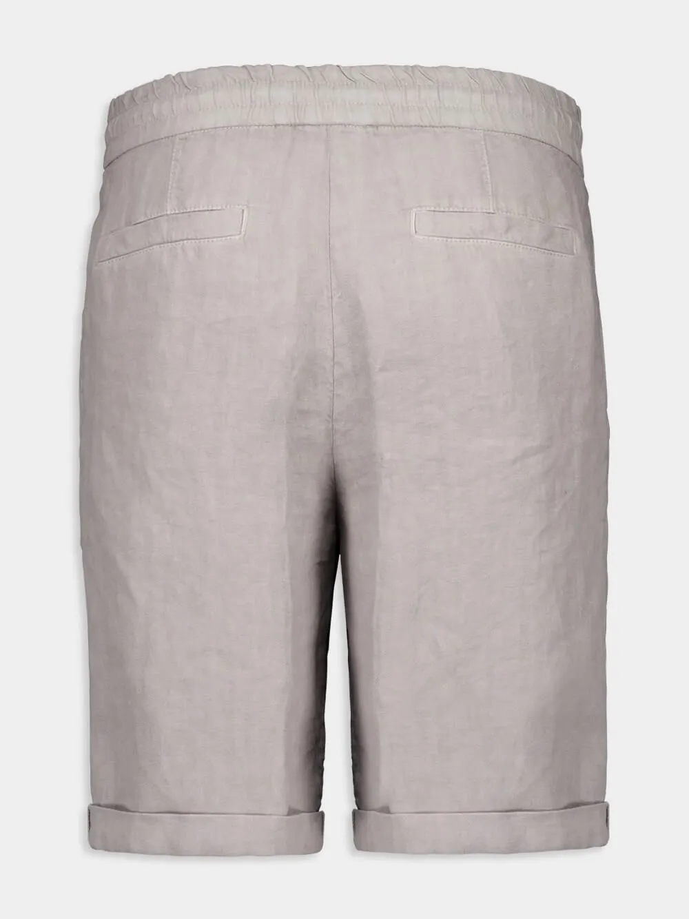 Light Grey Linen Gabardine Bermuda Shorts