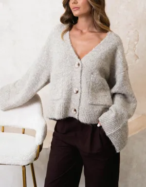 Lila Chunky Oversized Cardigan - Mushroom