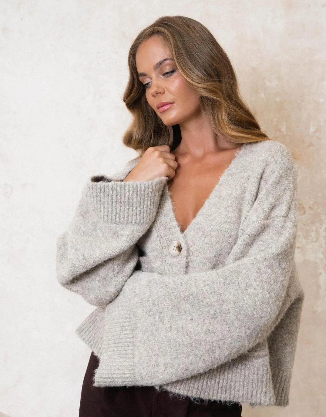 Lila Chunky Oversized Cardigan - Mushroom