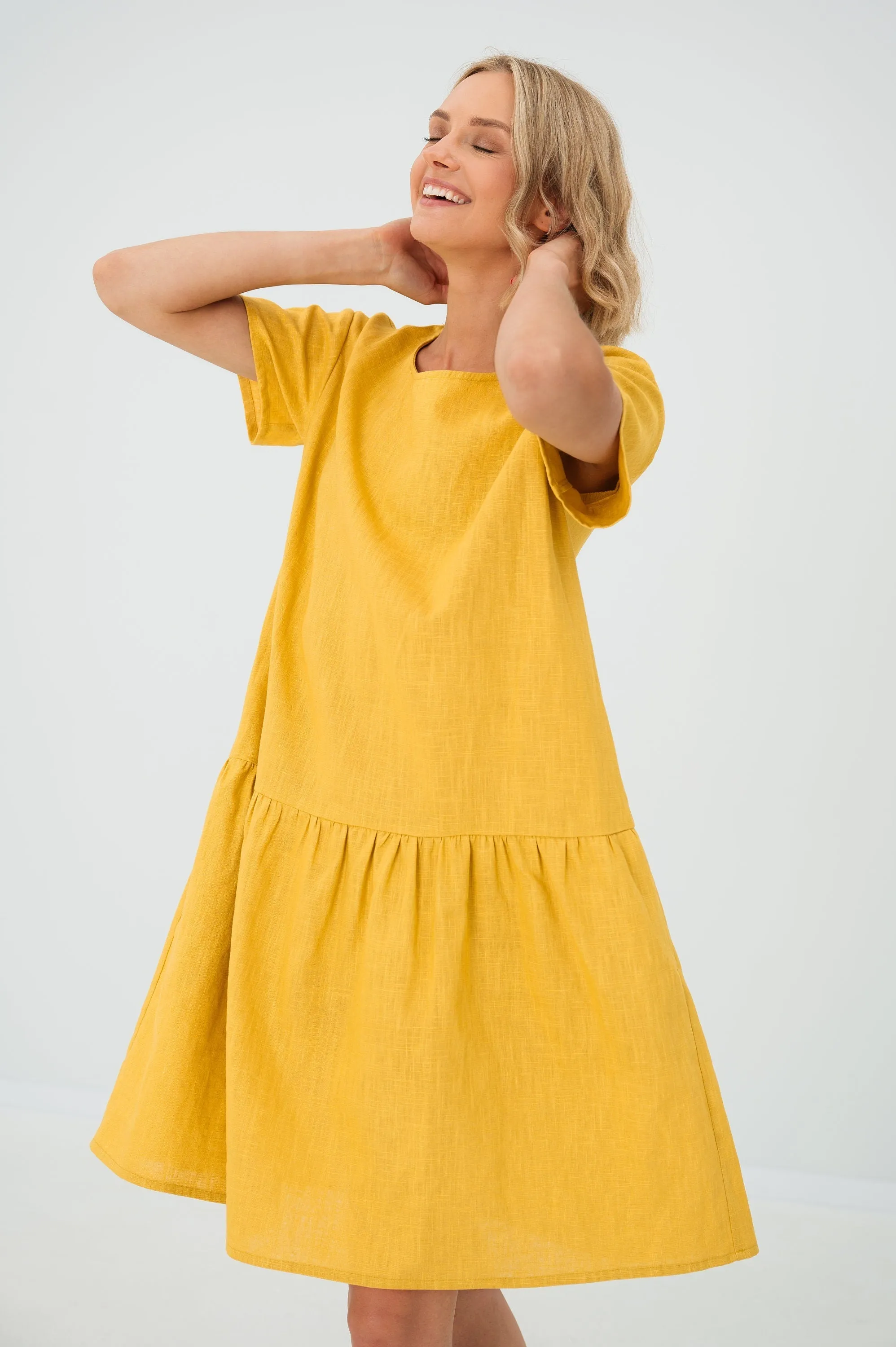 Linen dress BLOSSOM, Light blue, S