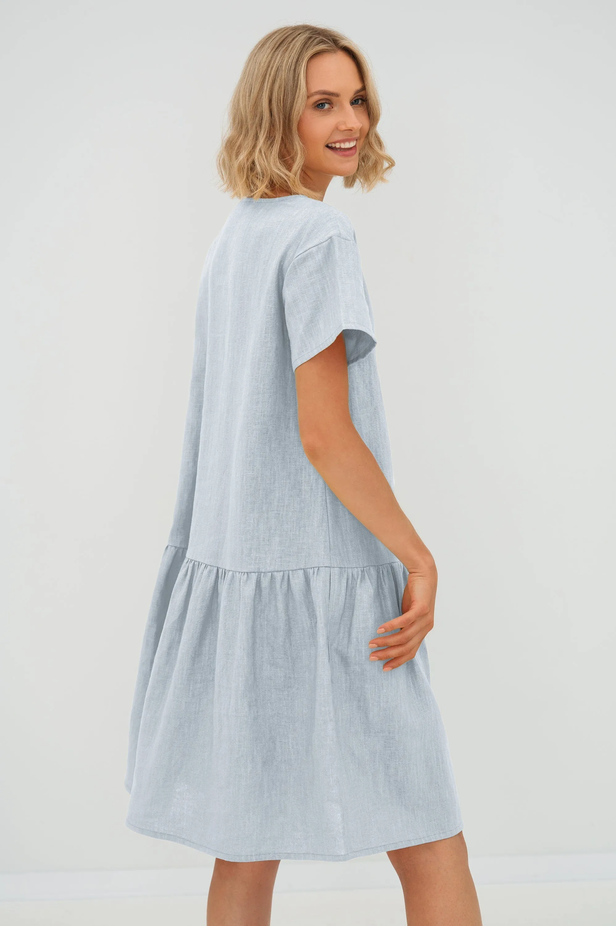 Linen dress BLOSSOM, Light blue, S