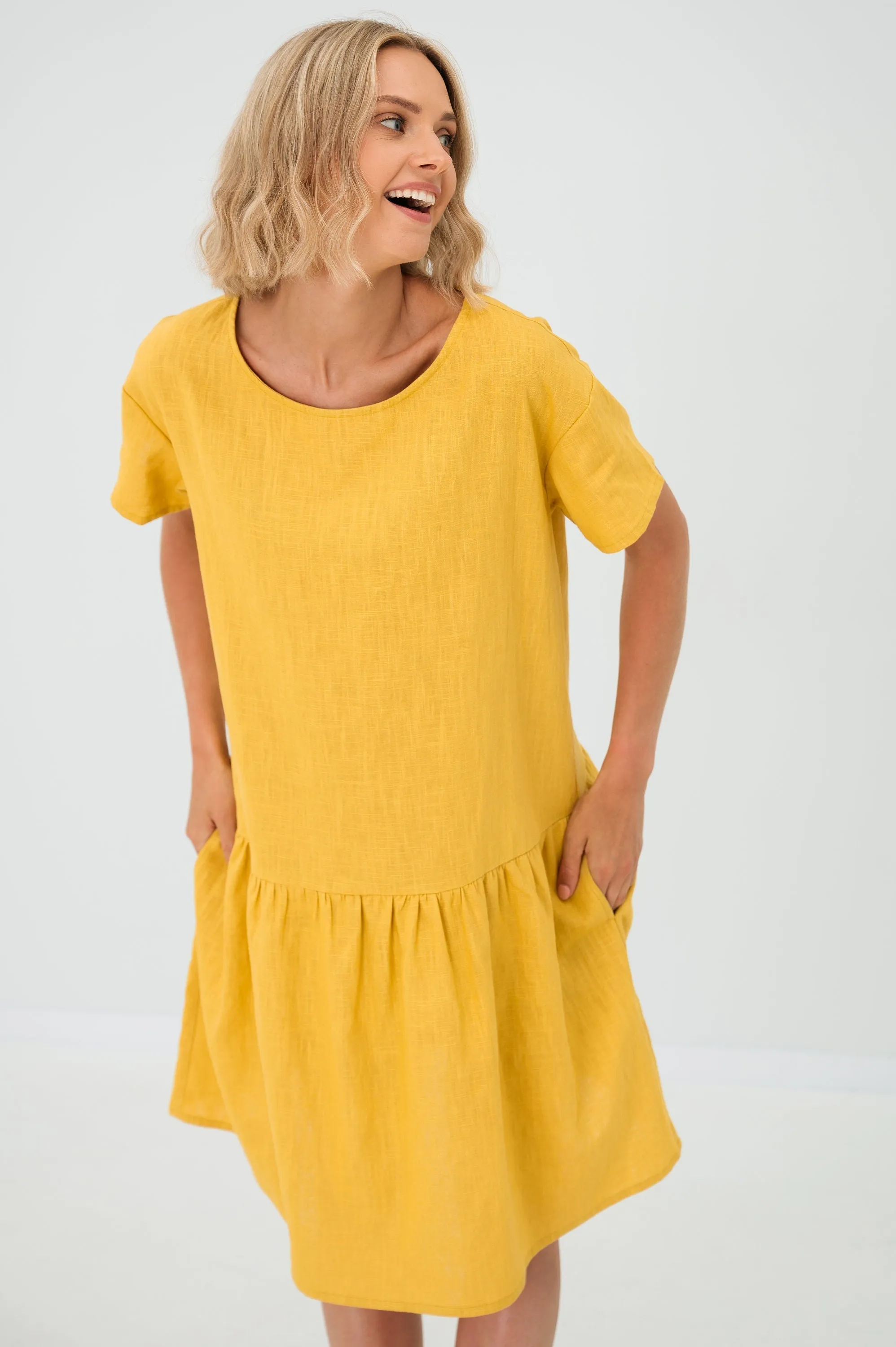 Linen dress BLOSSOM, Light blue, S