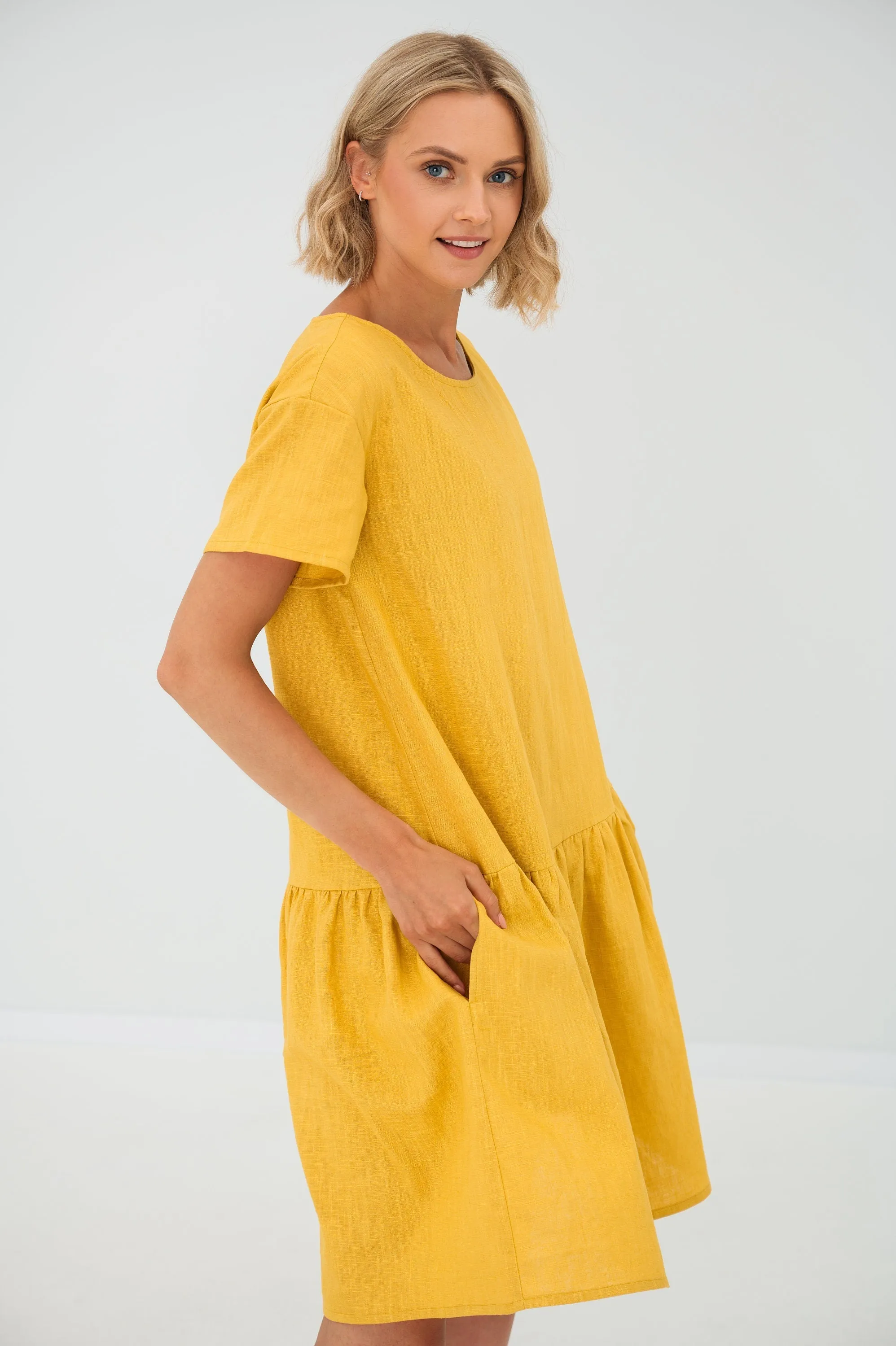 Linen dress BLOSSOM, Light blue, S