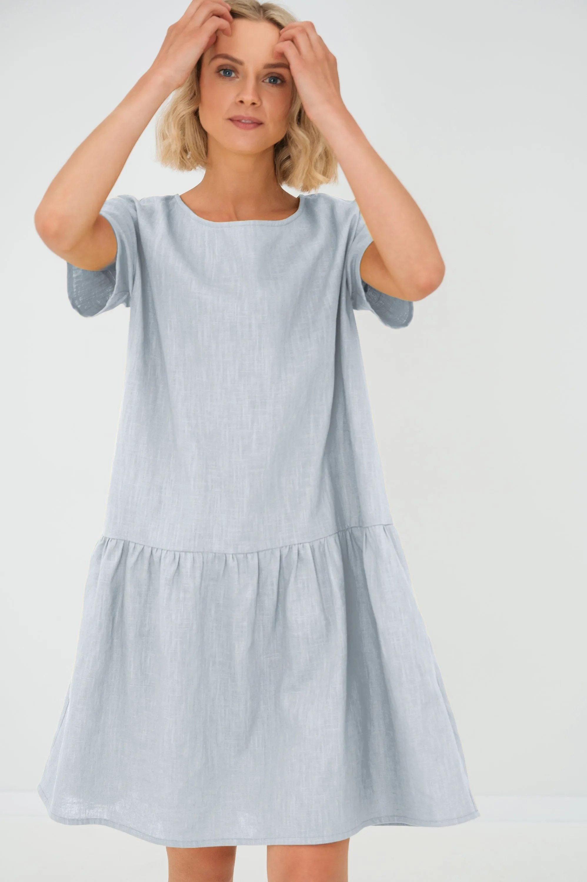 Linen dress BLOSSOM, Light blue, S