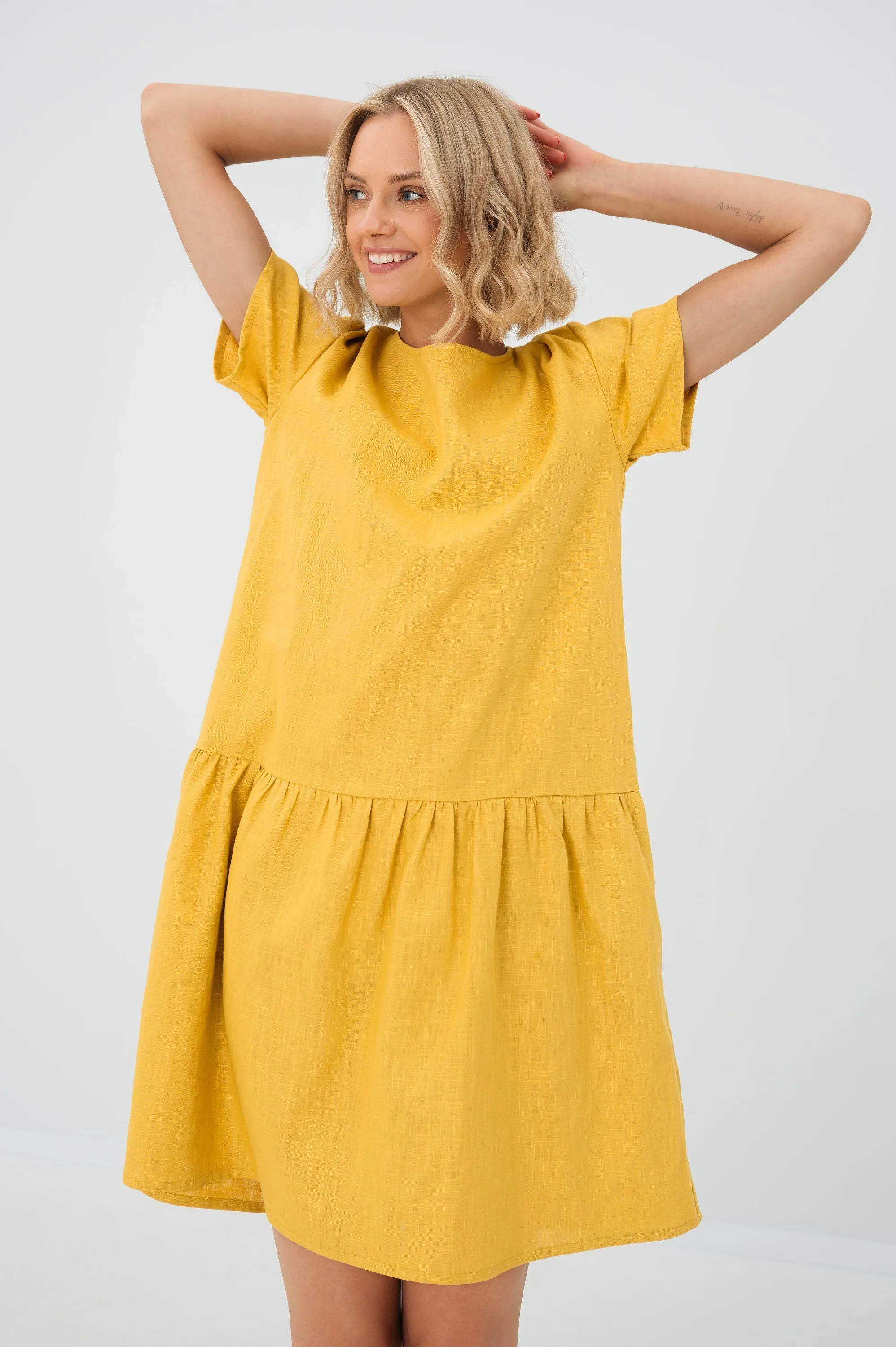 Linen dress BLOSSOM, Light blue, S