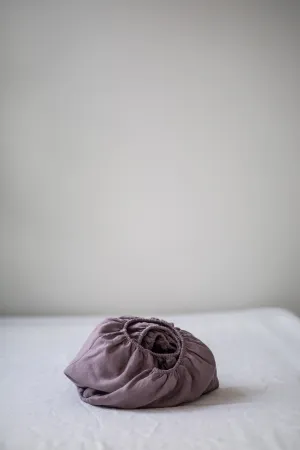 Linen fitted sheet in Dusty Lavender