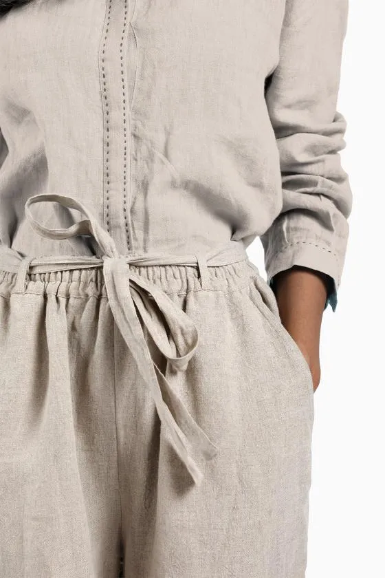 Linen Fleur Pant-Angora White