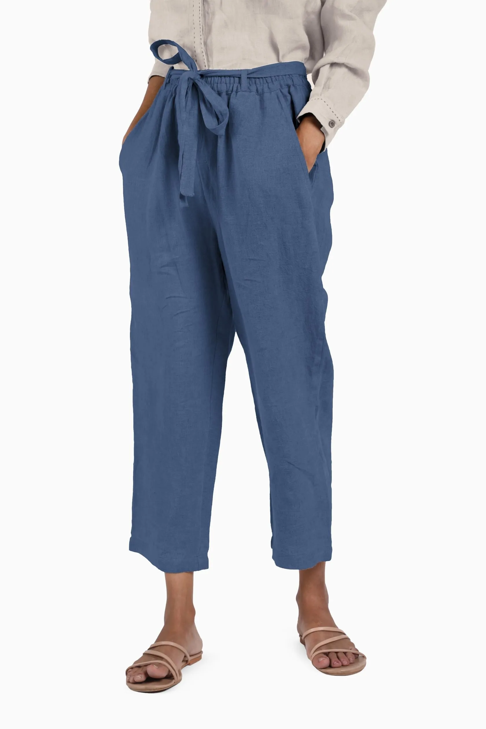 Linen Fleur Pant-Angora White