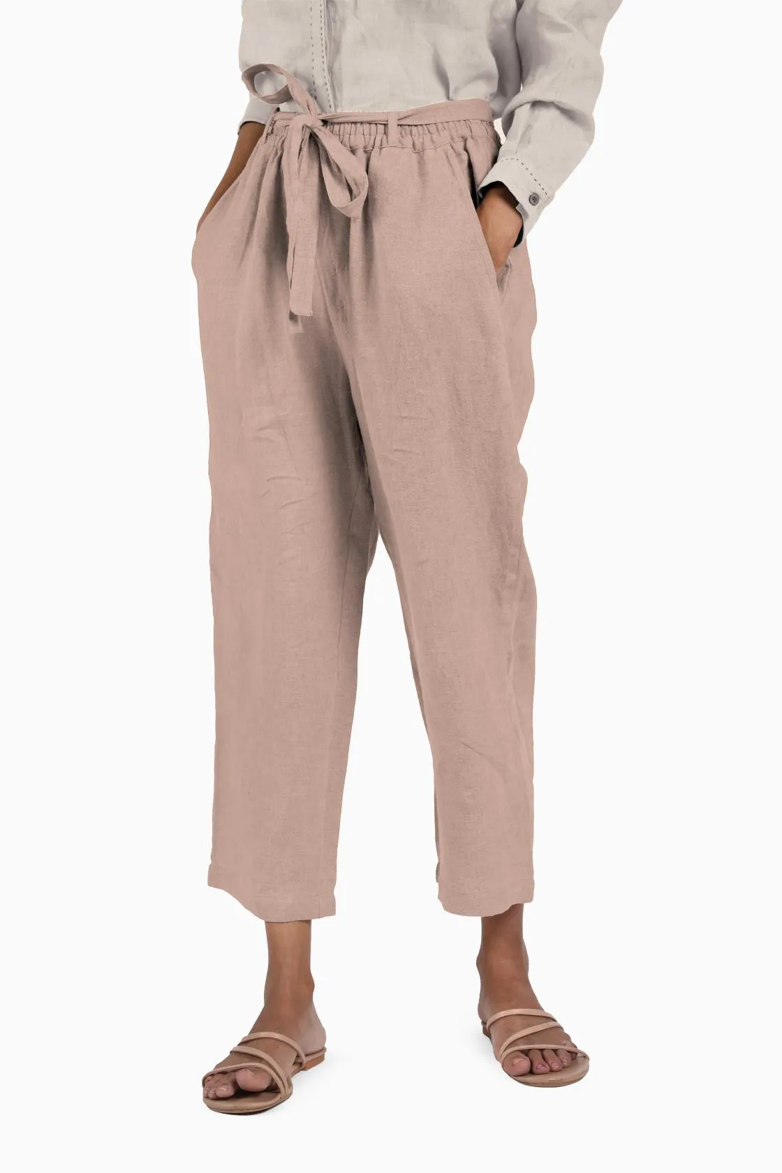 Linen Fleur Pant-Angora White