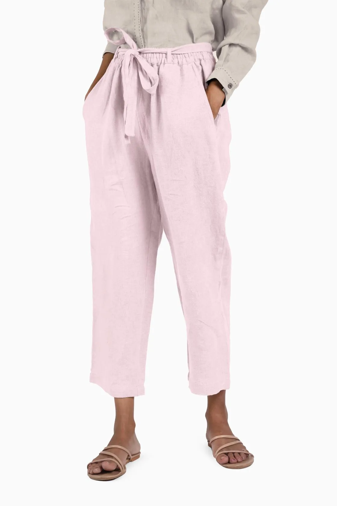 Linen Fleur Pant-Angora White