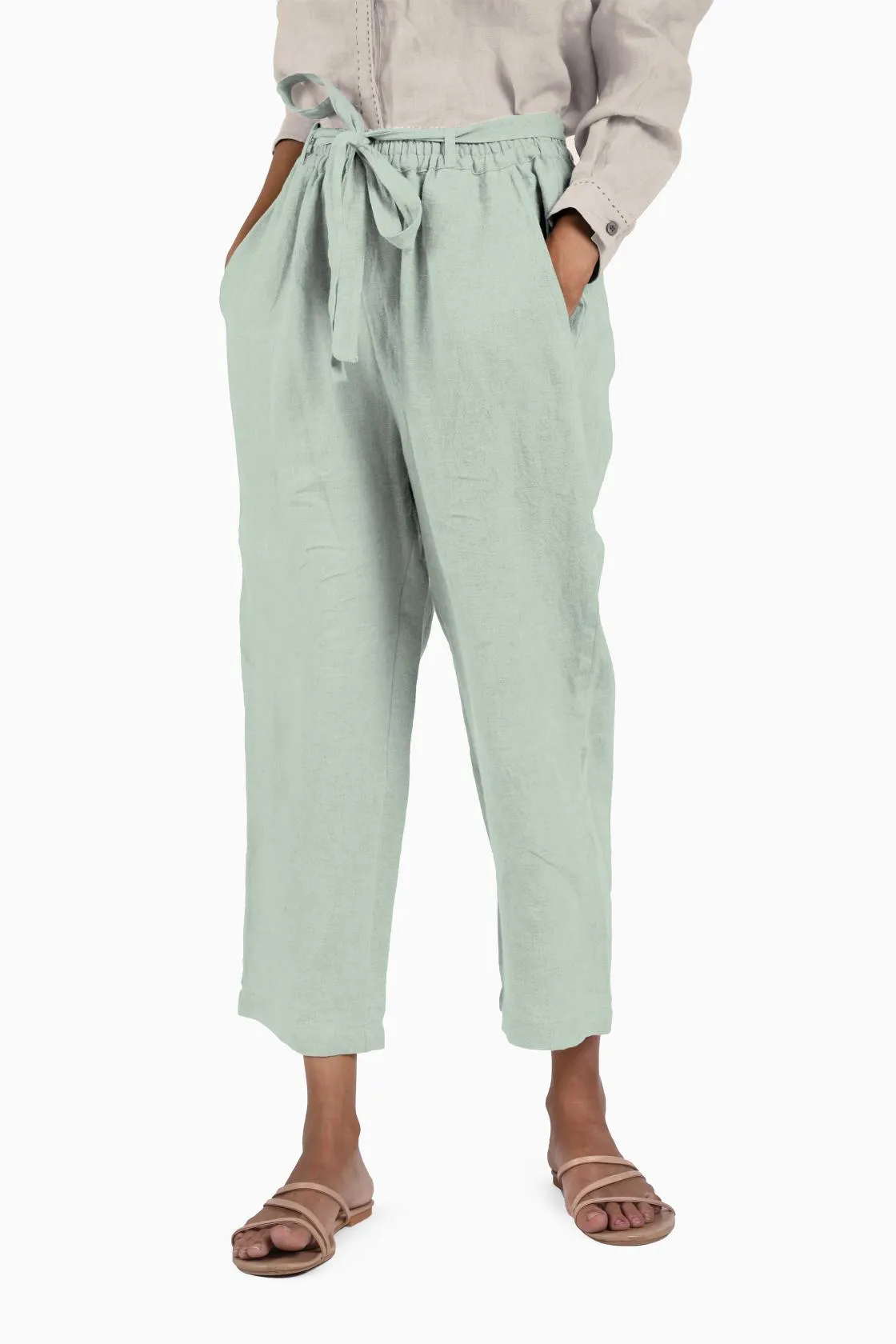 Linen Fleur Pant-Angora White