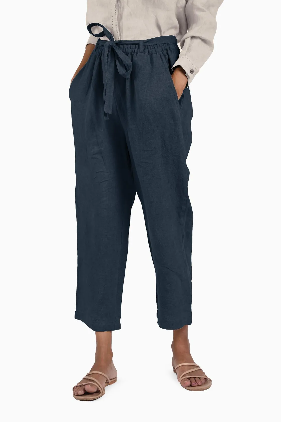 Linen Fleur Pant-Angora White