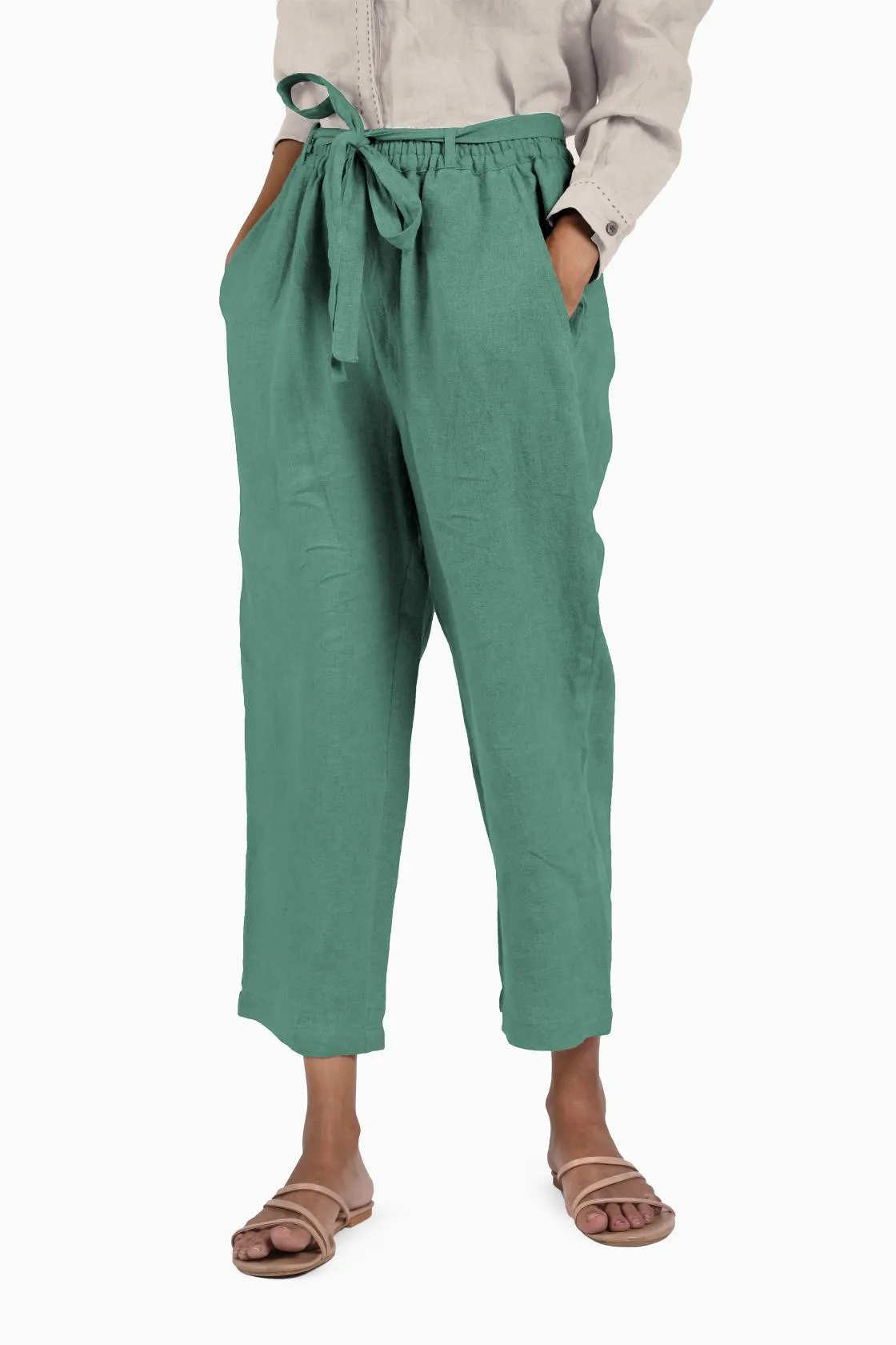 Linen Fleur Pant-Angora White