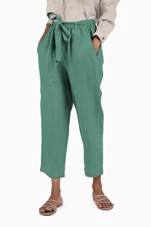 Linen Fleur Pant-Midnight Green