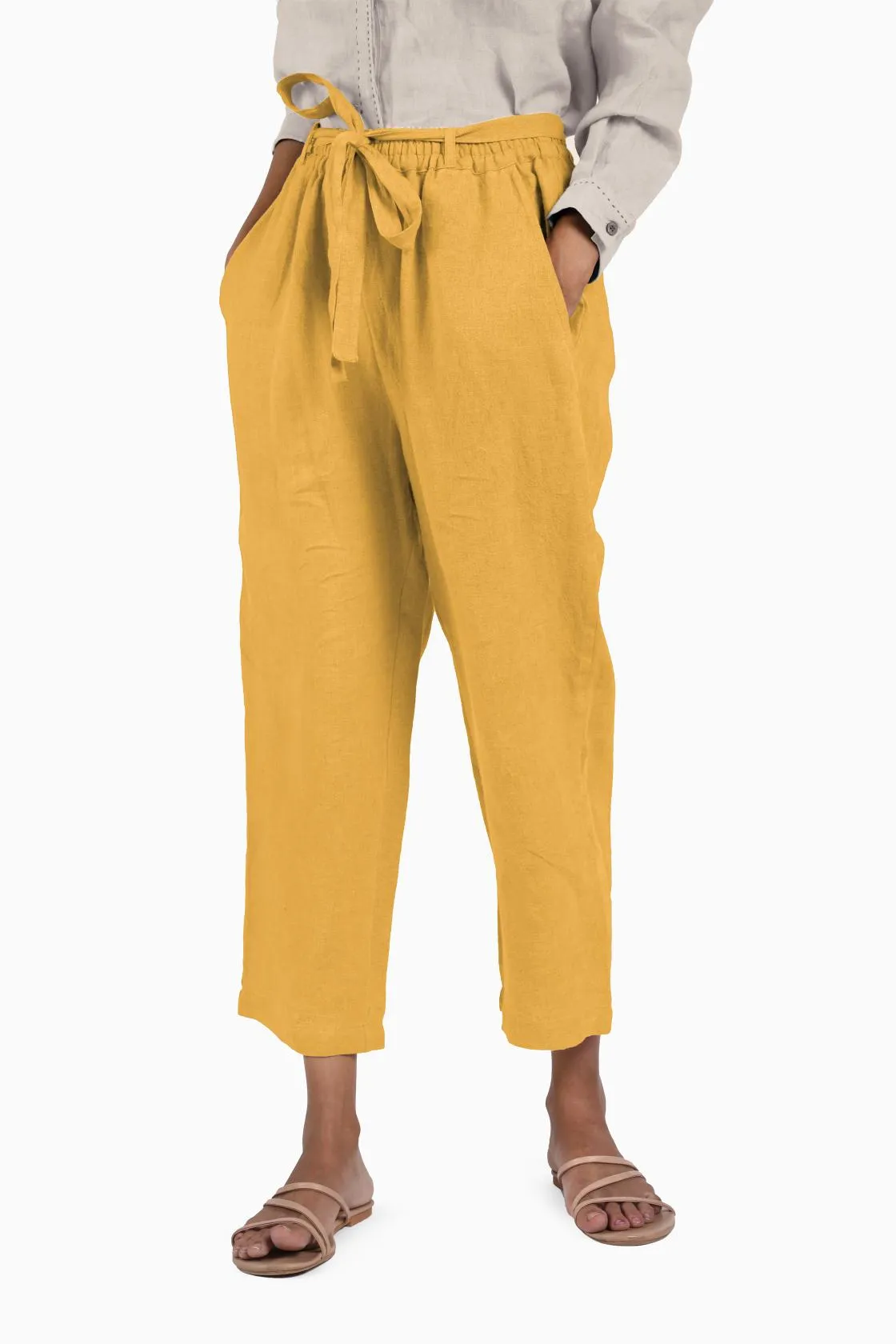 Linen Fleur Pant-Midnight Green
