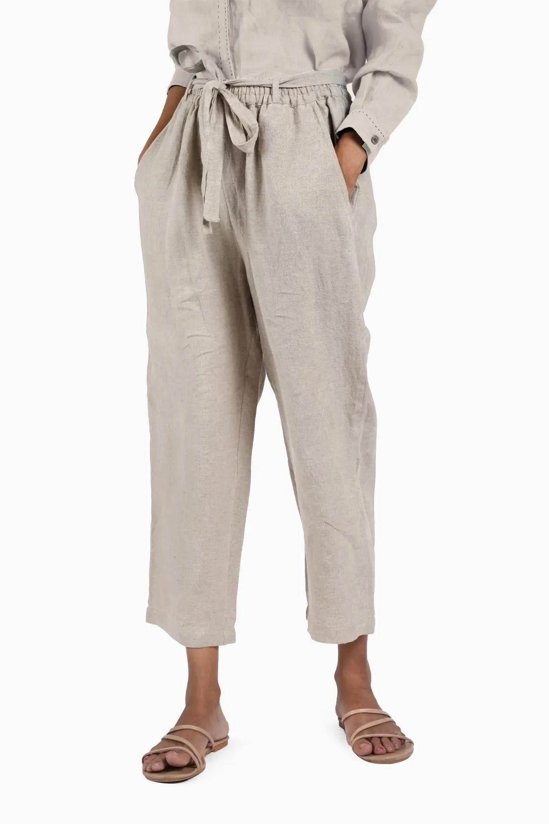 Linen Fleur Pant-Midnight Green