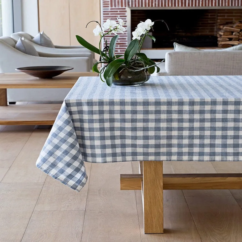 Linen House Table Linen Oxford Check Light Blue