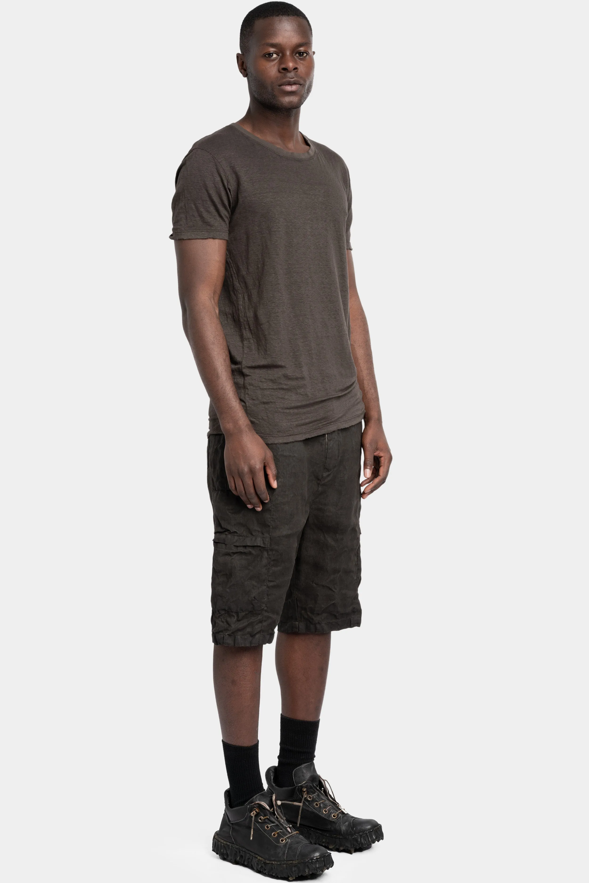 Linen jersey t-shirt, Dark brown
