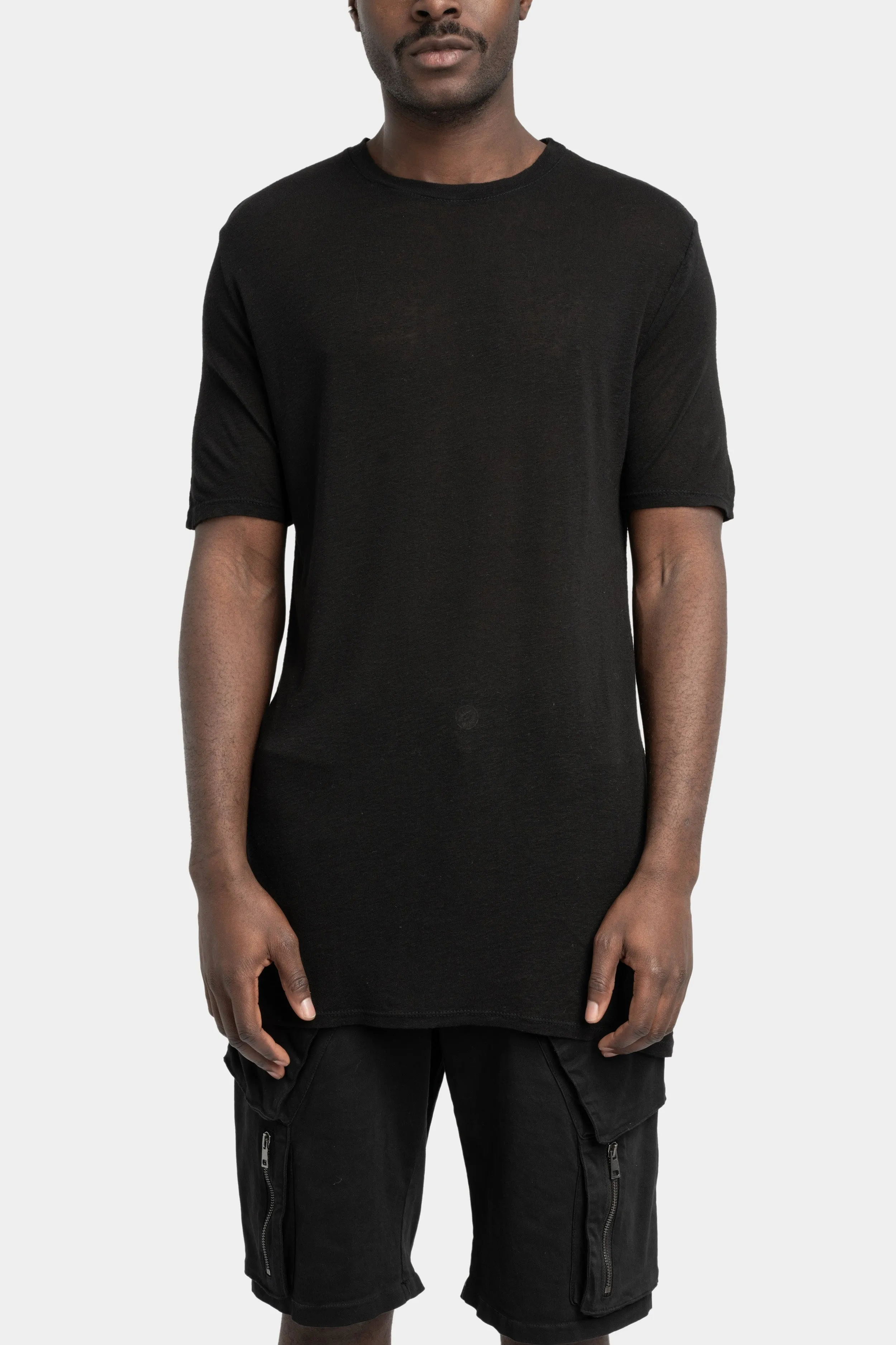 Linen mix T-Shirt, Black