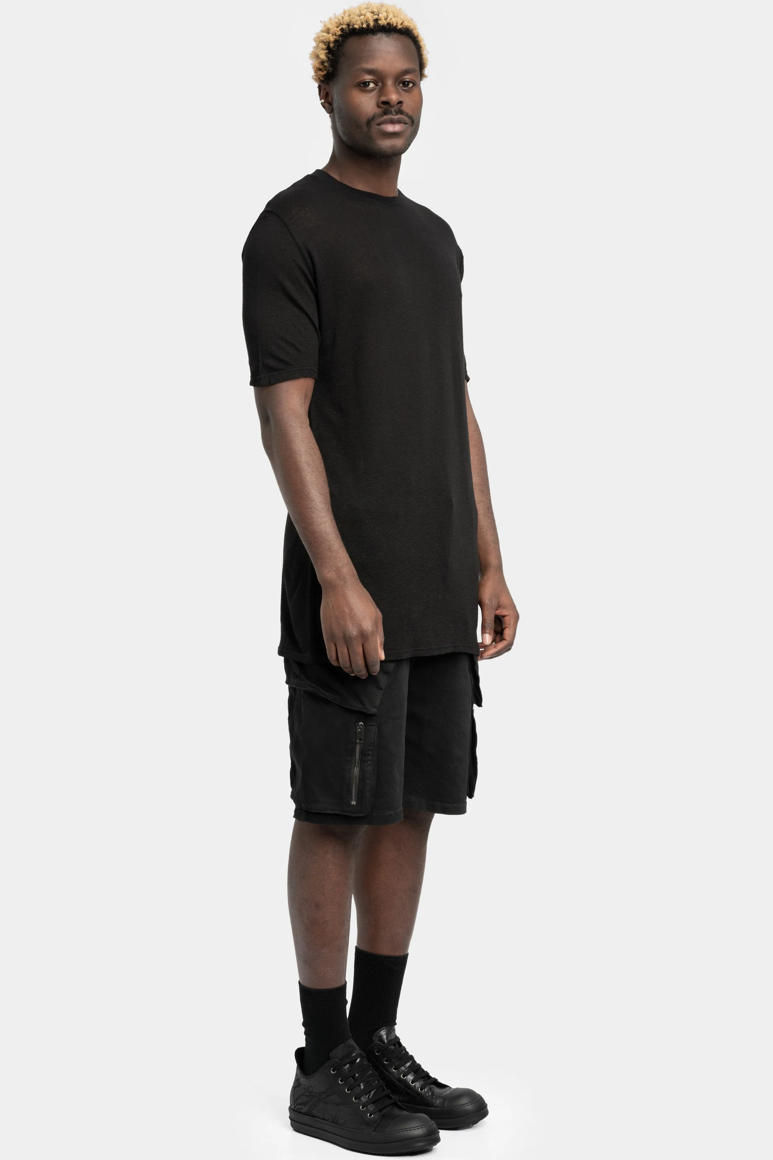 Linen mix T-Shirt, Black