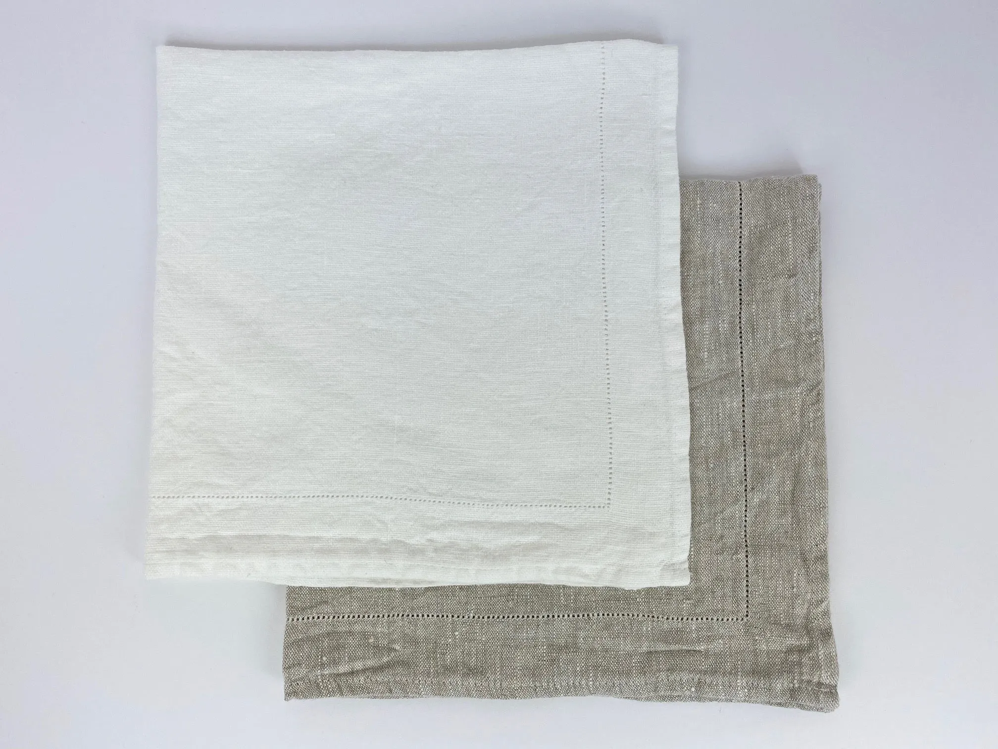 LinenCasa Stonewashed Napkin Light Natural with Dot Hemstitch