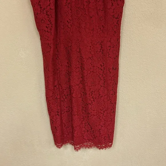 LOFT Red Lace Midi Dress